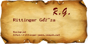 Rittinger Géza névjegykártya